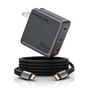 WINSLER GaN 102W 2C1A Charger + 100W Magnetic USB-C to USB-C Cable Combo