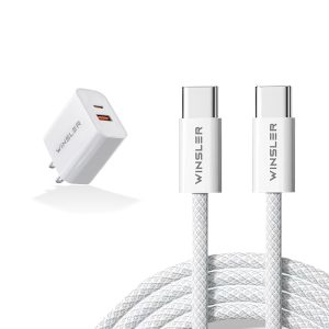 WINSLER Combo – PD 20W Dual-Port Charger (1C1A) + 60W USB-C Cable